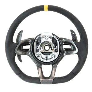 GENUINE MCLAREN 600LT MSO CARBON FIBRE BLACK STEERING WHEEL IN ALCANTARA