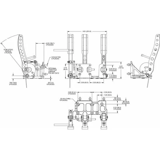 Wilwood 340-12411 Floor Mount Brake/Clutch/Throttle Pedal Assembly - Image 2