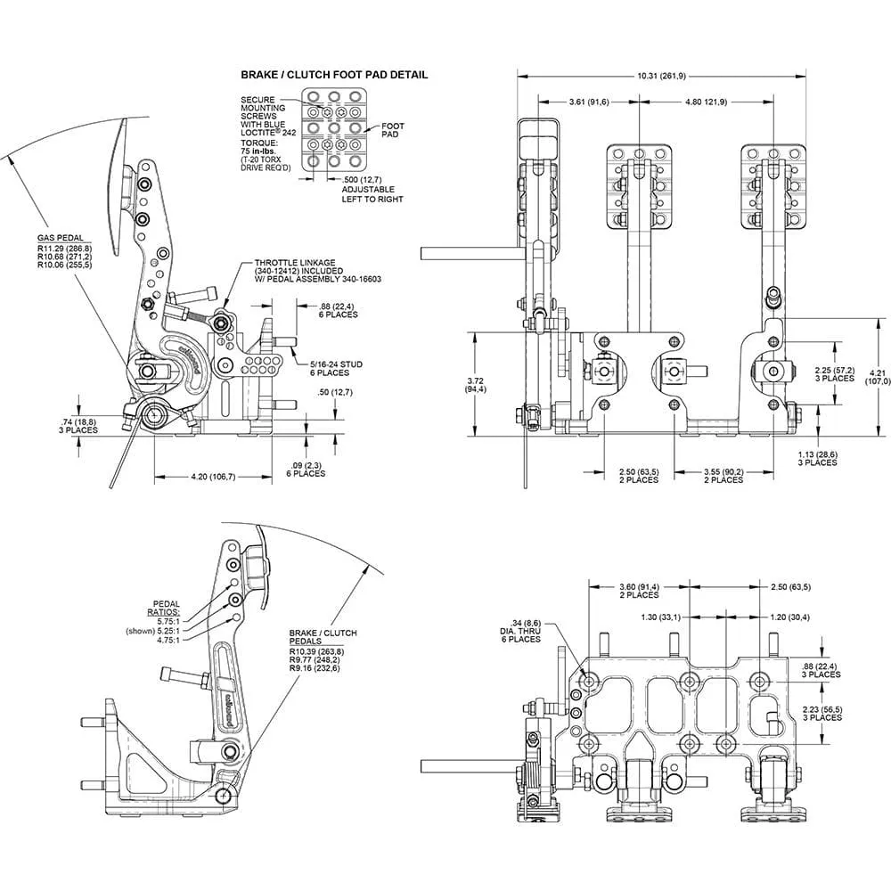 Wilwood 340-16603 Brake/Clutch/Throttle Pedal W/ Throttle Link - Image 2