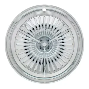 United Pacific C5056 14" Chrome Plated Polara Tri-bar Hubcap, Set