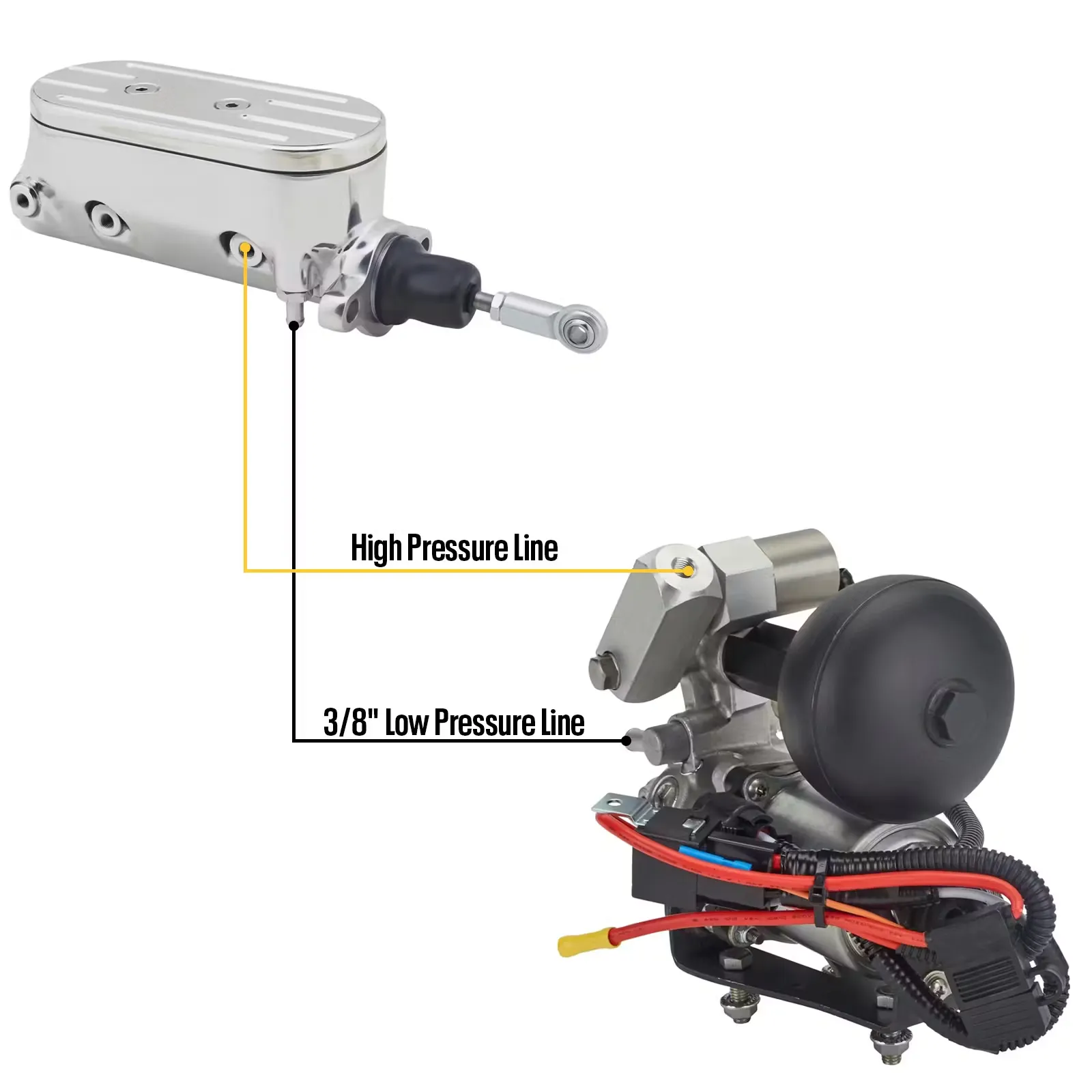 Remote Power Electric Brake Booster Master Cylinder Kit Disc/Disc - Image 11