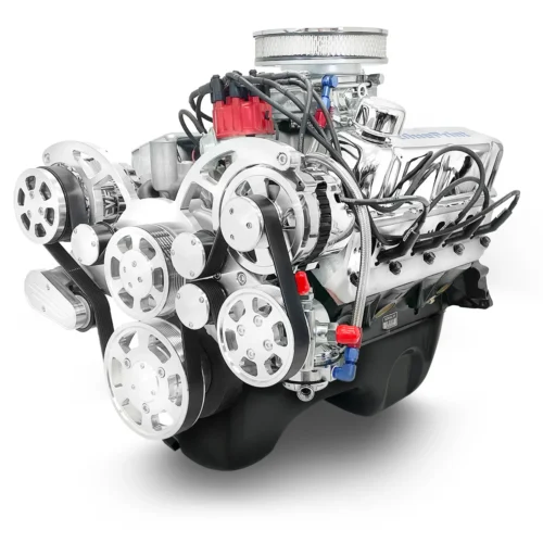 Ford Small Block Compatible 302 c.i. Engine – 361 Horsepower – Deluxe Dressed with Polished Pulley Kit – Rear Sump – Carbureted