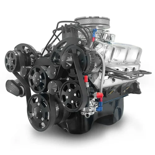 Ford Small Block Compatible 347 c.i. Engine – 415 Horsepower – Deluxe Dressed with Black Pulley Kit – Rear Sump – Carbureted