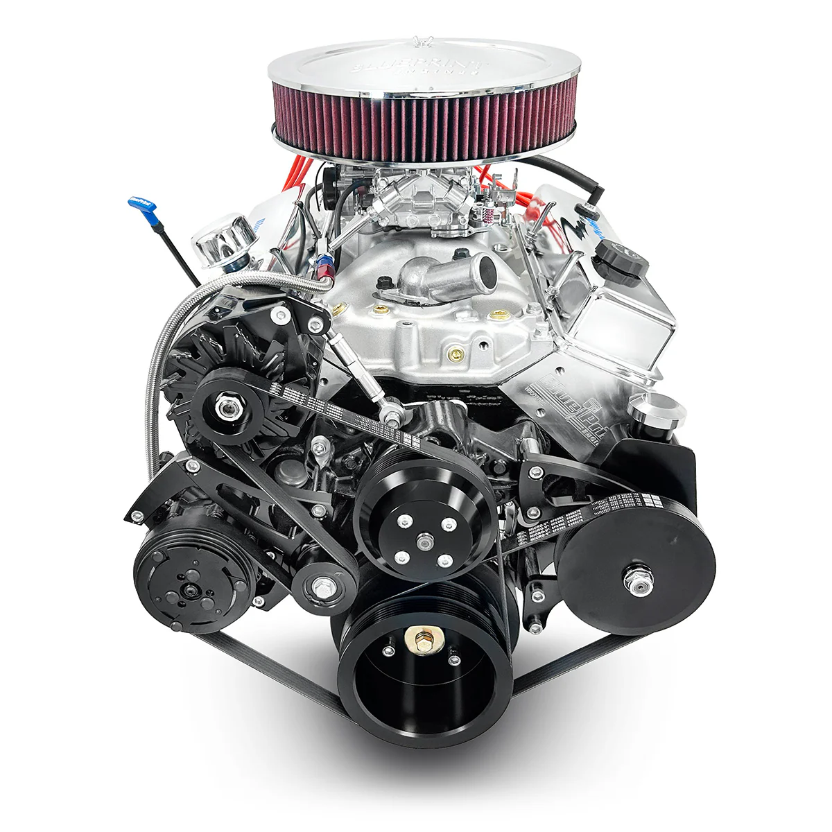 GM Small Block Compatible 350 c.i. Engine - 390 Horsepower - Deluxe Dressed with Black Pulley Kit - Carbureted - Image 3