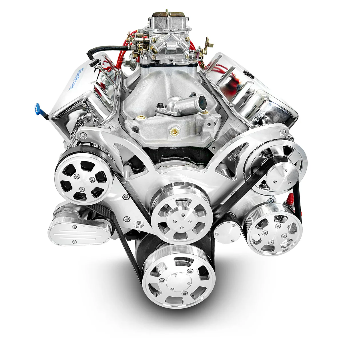 GM Big Block Compatible 496 c.i. Engine - 600 Horsepower - Deluxe Dressed with Polished Pulley Kit - Carbureted - Image 3