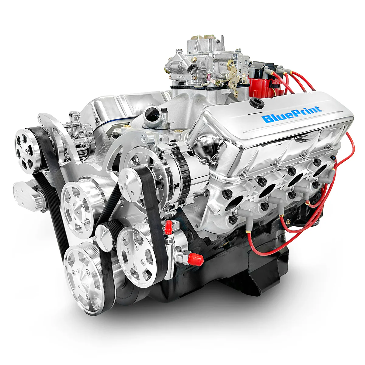 GM Big Block Compatible 496 c.i. Engine - 600 Horsepower - Deluxe Dressed with Polished Pulley Kit - Carbureted