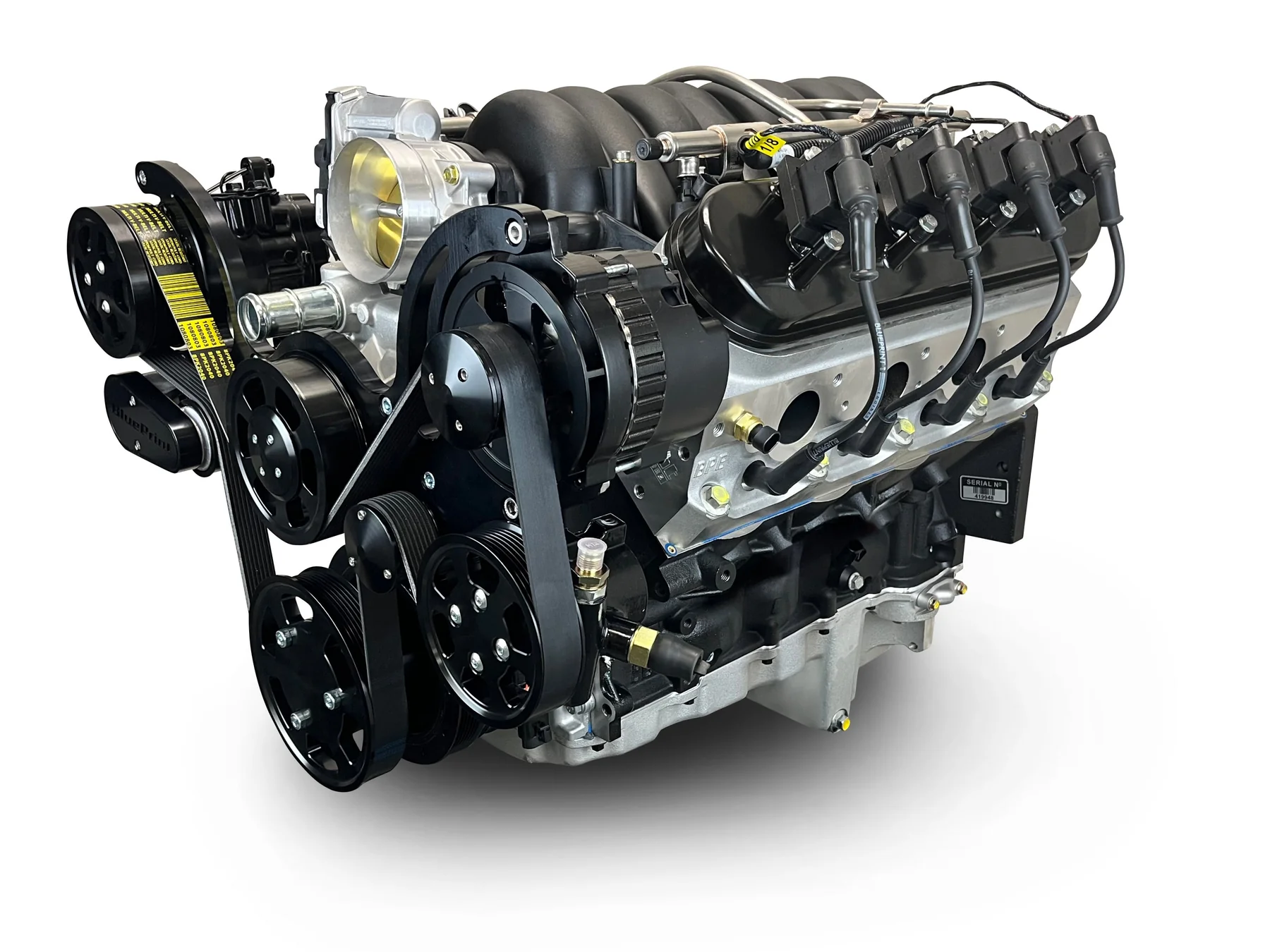 GM LS Compatible 376 c.i. ProSeries Engine - 530 HP - Deluxe Dressed - Black Pulley Kit - Fuel Injected